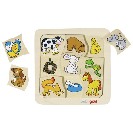 Goki Vkladacie puzzle - Čo zvieratká jedia?