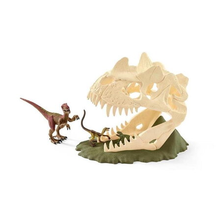 Schleich Veľká lebka s Velociraptorom a jašterom