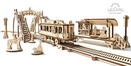 Ugears 3D mechanické puzzle - Električková linka 284 ks