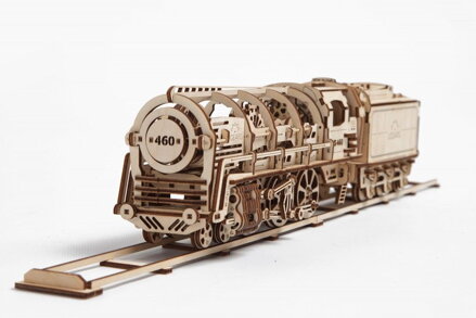 Ugears 3D mechanické puzzle - Parná lokomotíva s tendrom 443 ks