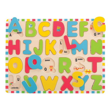 Bigjigs Toys Vkladacie puzzle Anglická veľká abeceda s obrázkami
