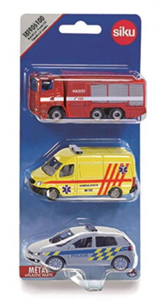 SIKU 1819 česká verzia - set mix polícia, hasiči, ambulancia 1:55