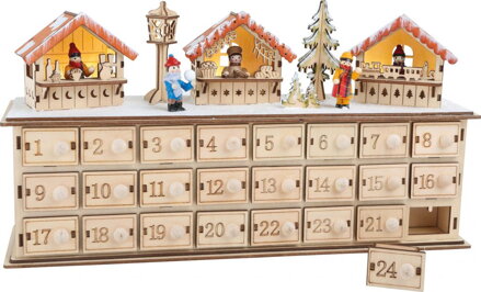 Small Foot Drevený adventný kalendár - Vianočné trhy