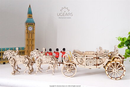 Ugears 3D puzzle Kráľovský svadobný koč – Megan a Harry 290 ks