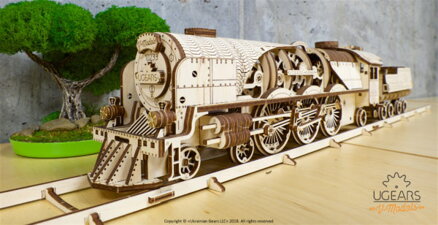 Ugears 3D mechanické puzzle - V-Express parný vlak so súpravou 538 ks