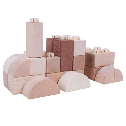 Bigjigs Toys Drevené spojkocky - Natur set 100 ks