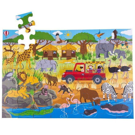 Bigjigs Toys Podlahové puzzle Africké dobrodružstvo 48 ks
