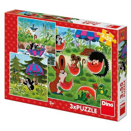 Dino Puzzle Krtko a dáždnik 3 x 55 ks