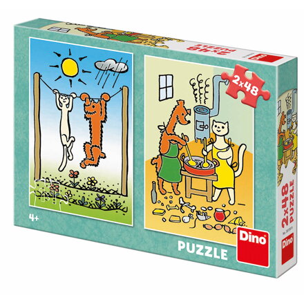 Dino Puzzle Psík a mačička 2x48 ks