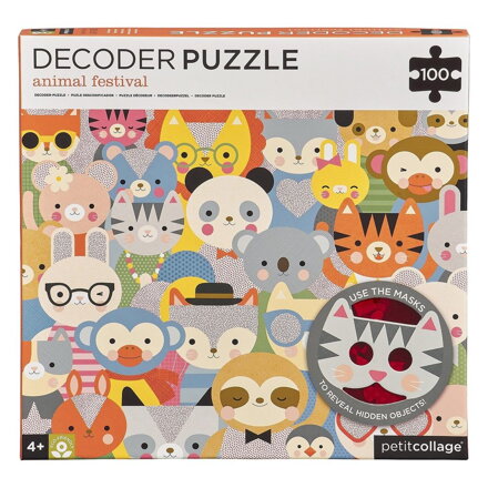 Petitcollage Puzzle zvieratká 100 ks s 3D okuliarmi