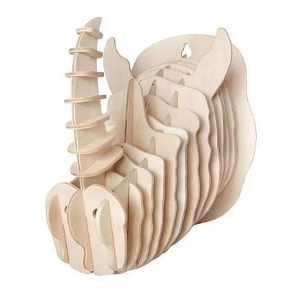 Woodcraft Drevené 3D puzzle hlava nosorožca