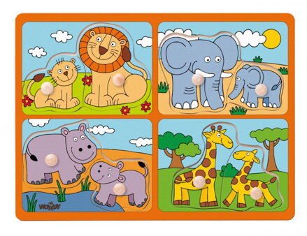 Woody Puzzle pre najmenších s úchytkami Safari zvieratká Woody Puzzle pre najmenších s úchytkami Safari zvieratká