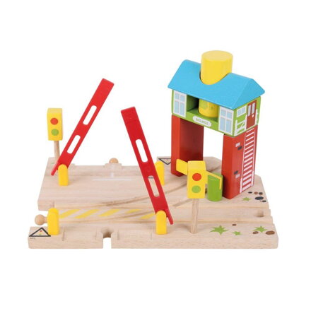 Bigjigs Rail Drevené vláčiky - Závory s návesťou