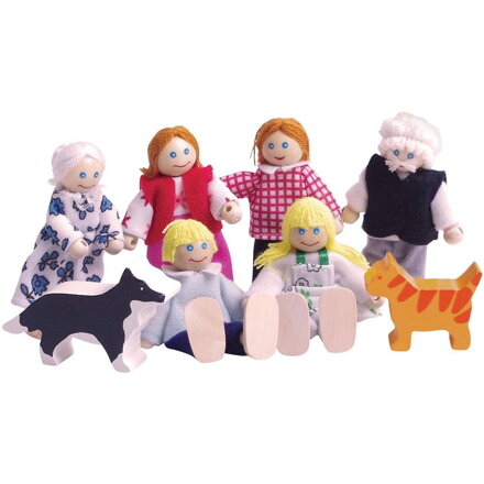 Bigjigs Toys Bábiky - Set rodinky do domčeka 8 ks