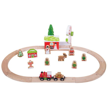 Bigjigs Rail Drevená vláčikodráha Zimná rozprávková krajina 23 ks