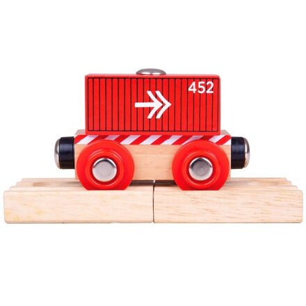 Bigjigs Rail Drevené vláčiky - Vagón červený kontajner