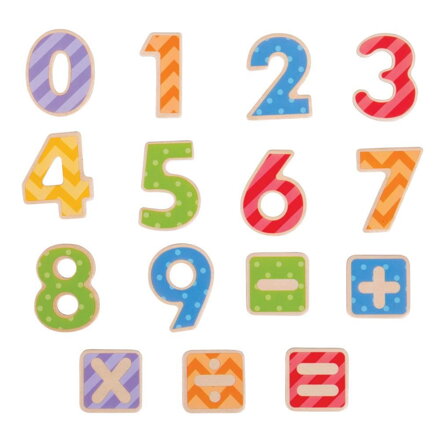 Bigjigs Toys Drevené magnetky Farebné číslice 56 ks