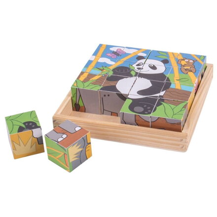 Bigjigs Toys Obrázkové kocky Divoké zvieratká