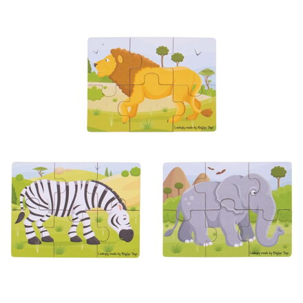 Bigjigs Toys Puzzle 3v1 Safari zvieratká