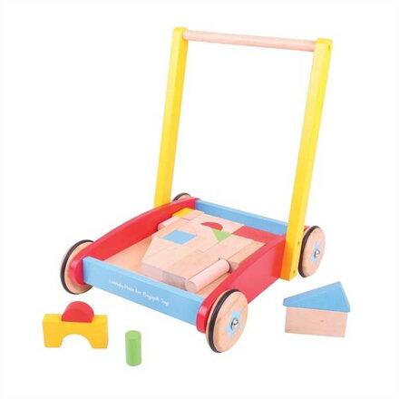 Bigjigs Toys Chodítko - Kocky vo vozíku