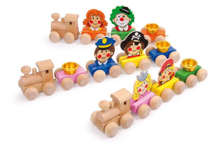 Small Foot Drevený narodeninový vláčik Tváre