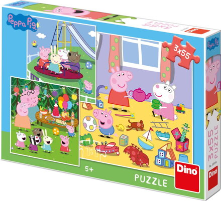 Dino Puzzle Peppa Pig na prázdninách 3x55 ks