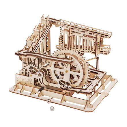 RoboTime Drevené 3D mechanické puzzle Guľôčková dráha Prepadlisko 233 ks