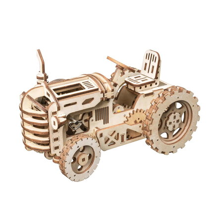 RoboTime Drevené 3D mechanické puzzle Traktor 135 ks