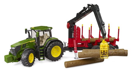 Bruder 3154 Traktor John Deere 7R 350 so zadným prívesom a 4 kladami