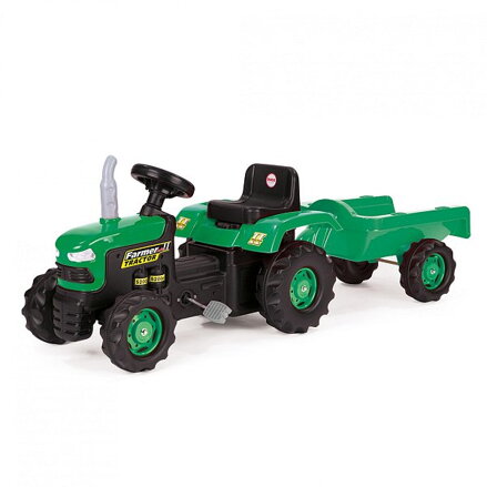 Dolu Detský traktor šliapací s vlečkou, zelený