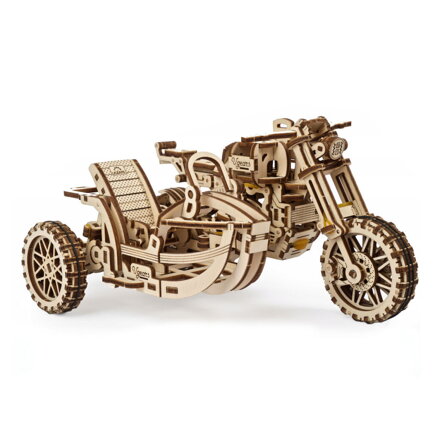 Ugears 3D mechanické puzzle - UGR-10 Motorka Scrambler s vozíkom 380 ks