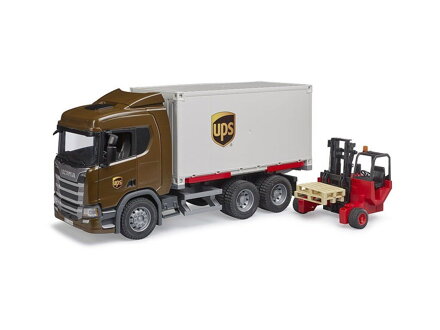 Bruder 3582 Logistické vozidlo Scania UPS s vysokozdvižným vozíkom