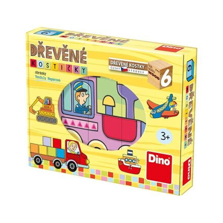Dino Drevené kocky Dopravné prostriedky 6 ks
