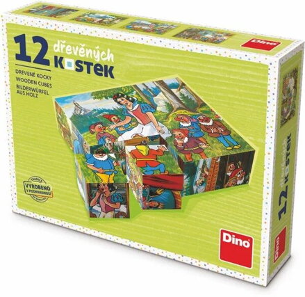 Dino Drevené kocky Snehulienka 12 ks