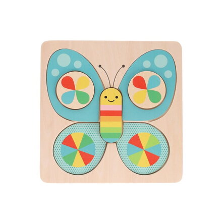 Petitcollage Drevené puzzle motýľ