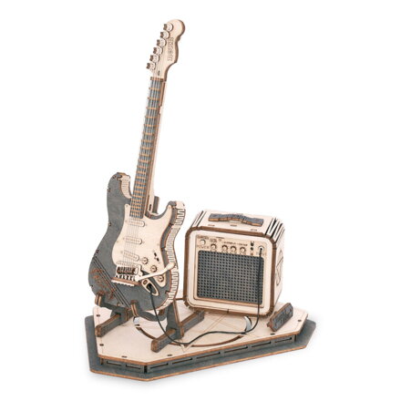 RoboTime Drevené 3D puzzle Elektrická gitara