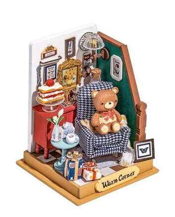 RoboTime Drevené 3D puzzle Miniatúra domčeka Prázdninová obývacia izba