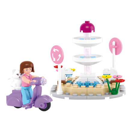 Sluban Girls Dream Town M38-B0519 Fontánový kruháč so skútrom