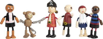 Flexibilné drevené bábiky s pirátskym vzhľadom