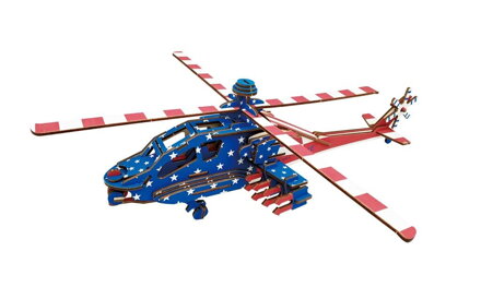 Woodcraft Drevené 3D puzzle Americký bojový vrtuľník Apache