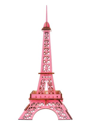 Woodcraft Drevené 3D puzzle Eiffelova veža ružová