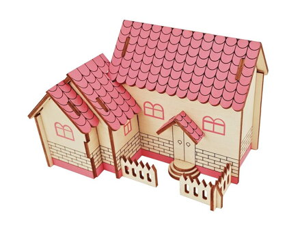 Woodcraft Drevené 3D puzzle Fialový dom