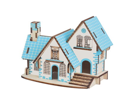 Woodcraft Drevené 3D puzzle Modrý dom