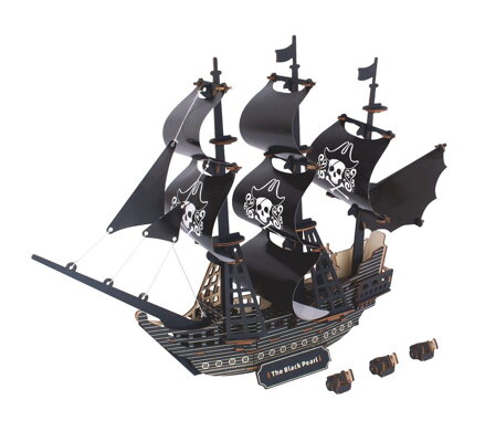 Woodcraft Drevené 3D puzzle Pirátska loď Čierna perla