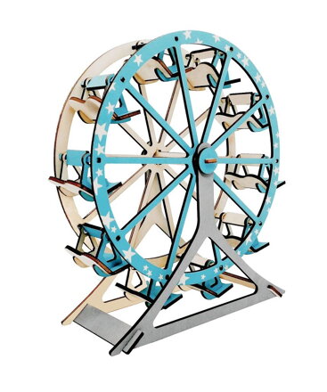Woodcraft Drevené 3D puzzle Ruské koleso tyrkysové