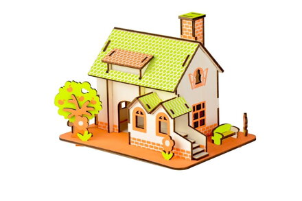 Woodcraft Drevené 3D puzzle Zelený dom
