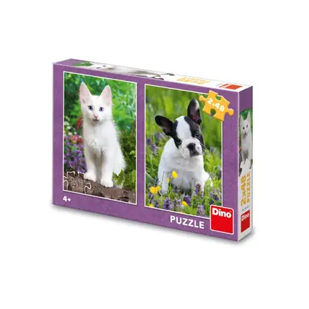 Dino Puzzle Buldoček a mačiatko 2x48 dielov