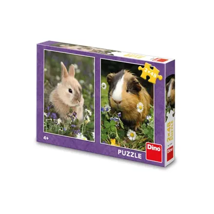 Dino Puzzle Zajačik a morča 2x48 dielikov