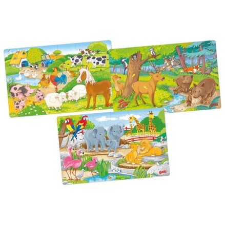 Goki Puzzle set Zvieratká 3 ks