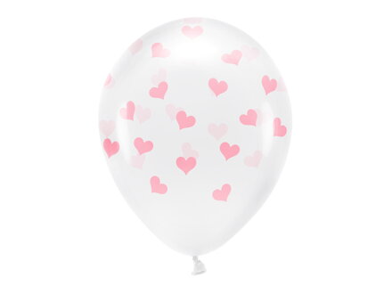 Eko balóny 33 cm, srdiečka, priehľadné 6 ks
